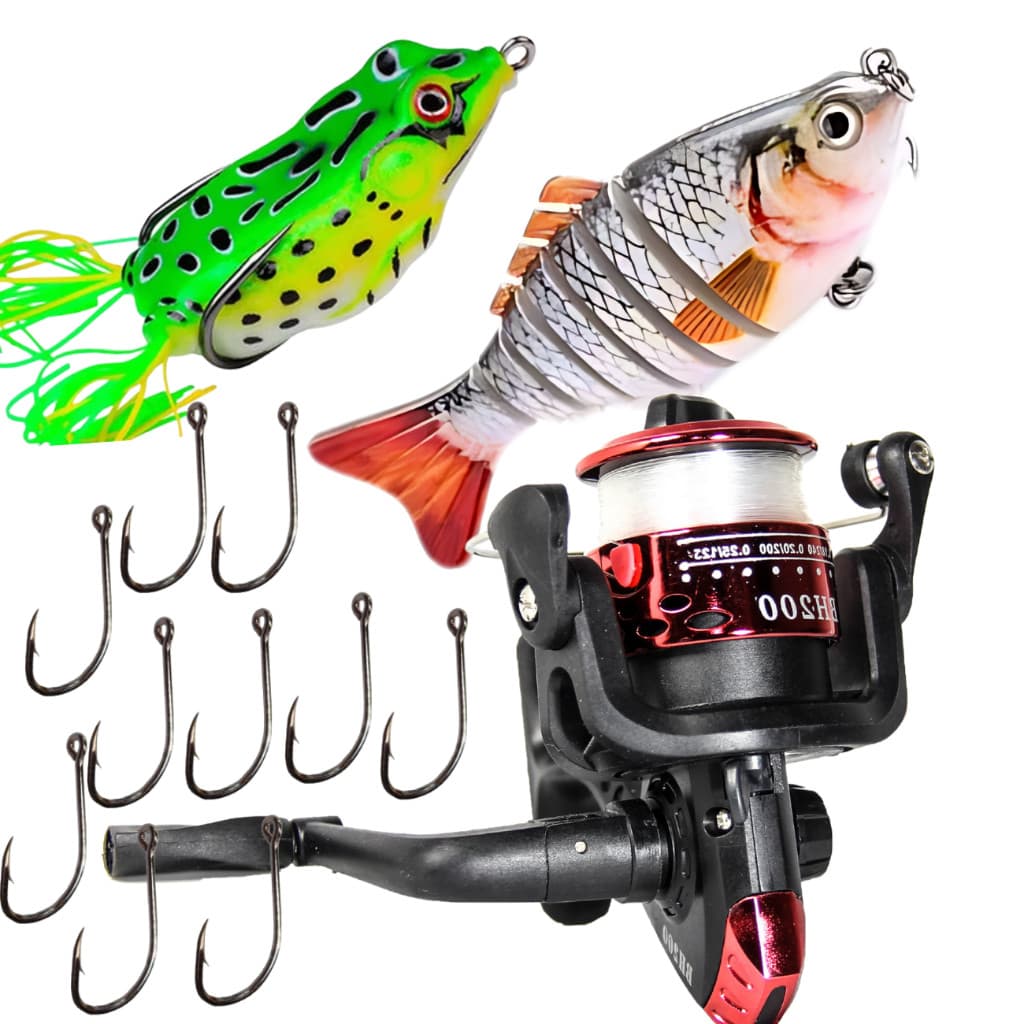 Kit Pesca Molinete HT200 - 2BAL + ISCA SAPO + ISCA LAMBARI + anzol