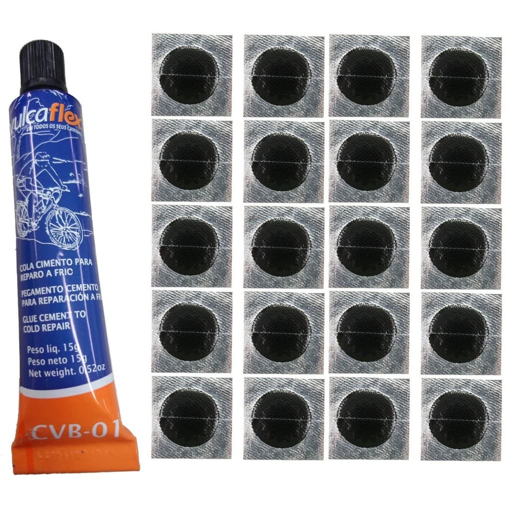 Kit 20 Remendo 25mm + Cola Vulcaflex Câmara De Ar Pneu Bike