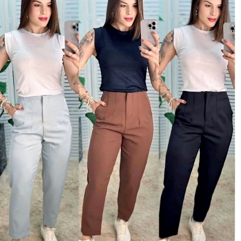 Calça Alfaiataria Feminina Com Defeito Cintura Alta Social Apenas Para Usar No Trabalho