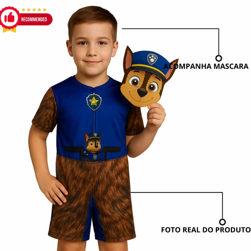 Fantasia Infantil Patrulha Canina Chase Festa Menino