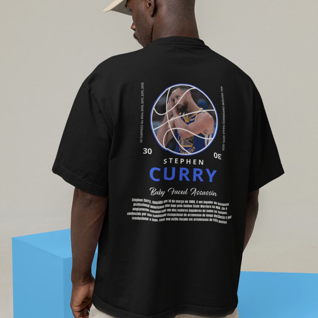 Camiseta Stephen Curry Streetwear 30 Baby Faced Assasin Basquete Preto 100% Algodão