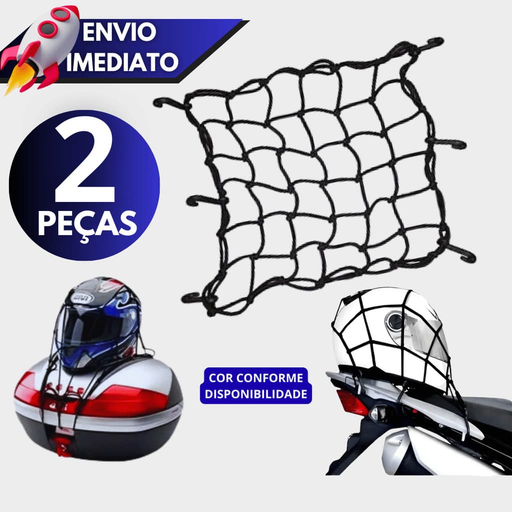 Kit 1/2 Redinha Elástica Aranha Moto 30×30 cm Bagageiro Porta Capacete