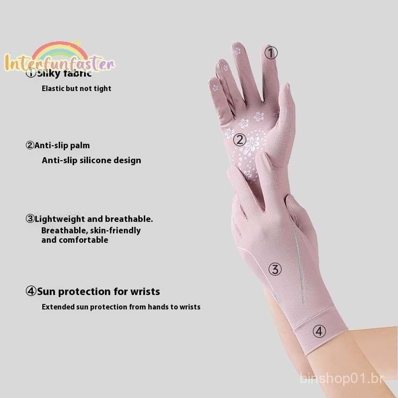 1 Par De Luvas De Proteção Solar Respiráveis De Tecido De Resfriamento Anti-UV Para Dirigir Ciclism