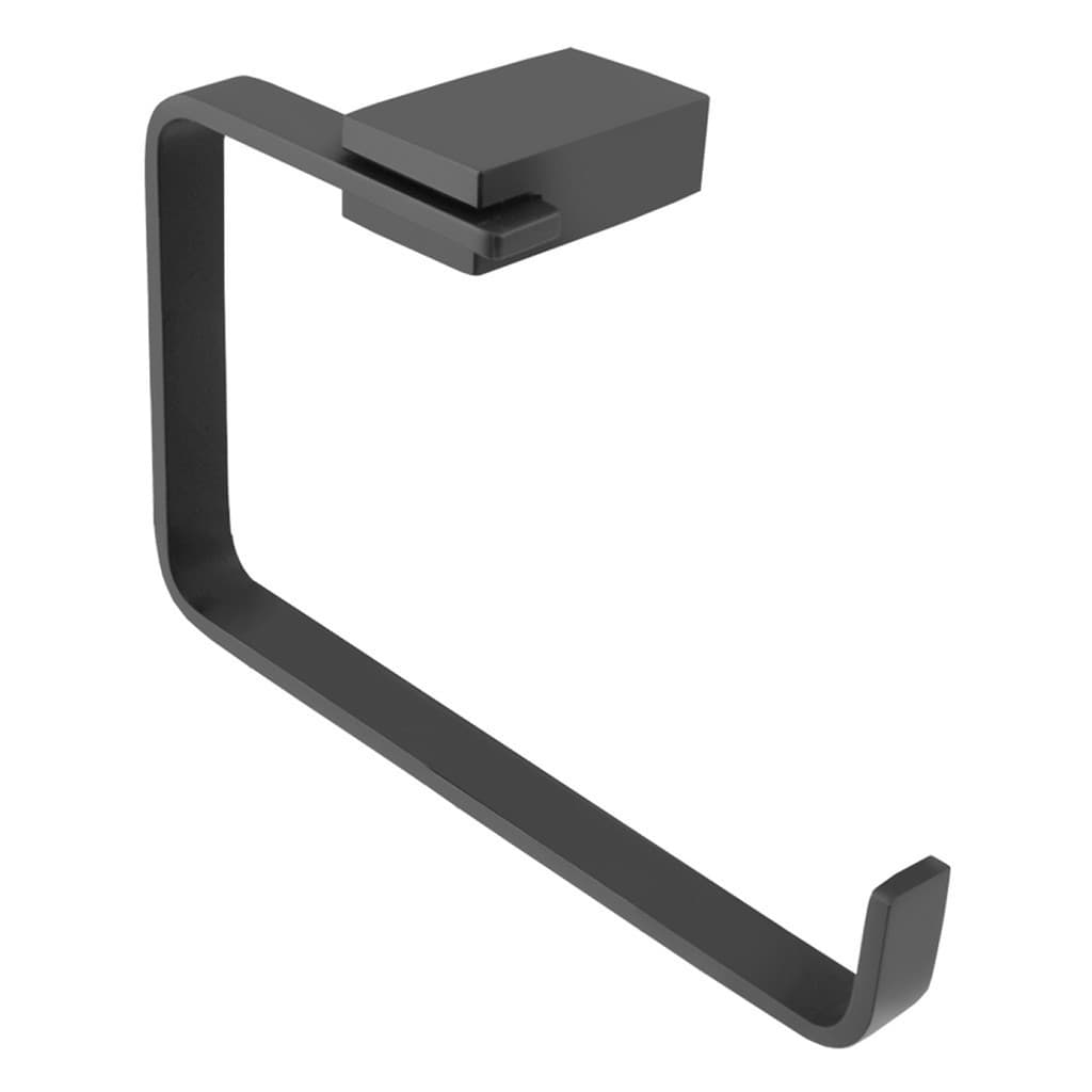 Porta Toalha Argola Rosto Banheiro Preto Black 100% Metal