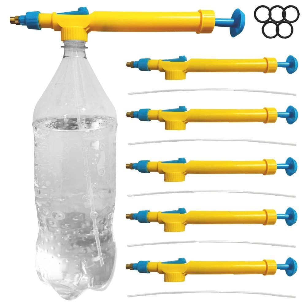 Kit 5 Pulverizadores Garrafa Pet Portátil Manual Borrifador Pressão Bico Regulável Regador Aplicador