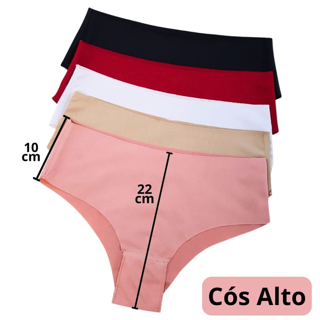 Kit 5 Calcinhas Cintura Alta Sem Costura Corte A Laser Não Marca - Cos Roma