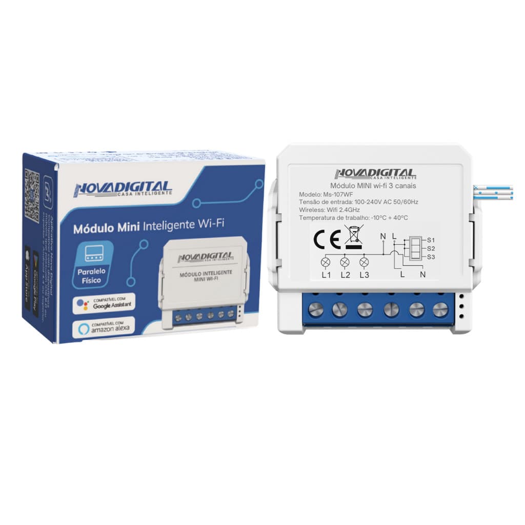 Interruptor Inteligente Mini Relé 3 Canais Wifi Novadigital Tuya Alexa Google Automação Smartlife