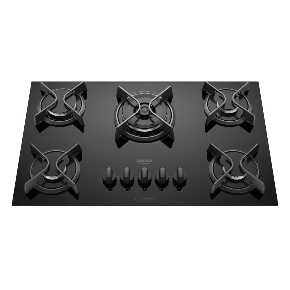 Cooktop Fogão 5 Bocas Gás Dako Supreme Vidro Temperado Preto