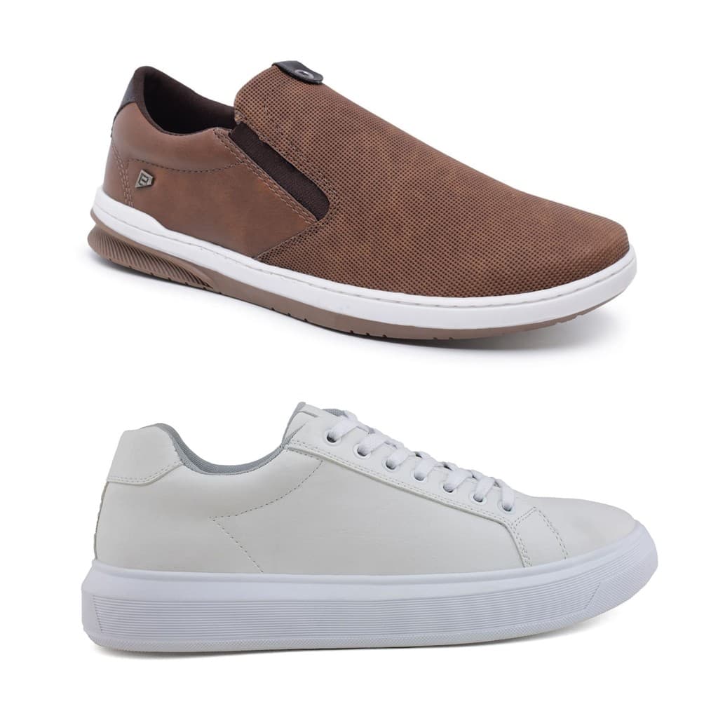 Kit 2 Sapatênis Slip-On Urban & Tênis Masculino High Soft