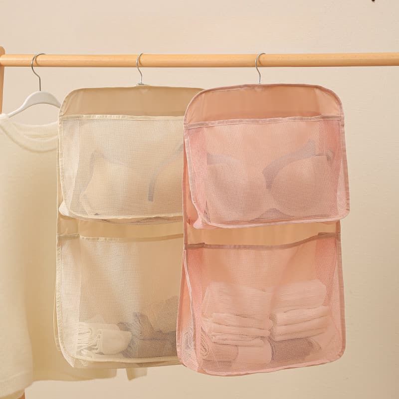 Cor Sólida Visível Nova Meia Armazenamento Pendurado Saco Casa Roupa Interior Cuecas Organizador De Malha Dormitório Gua