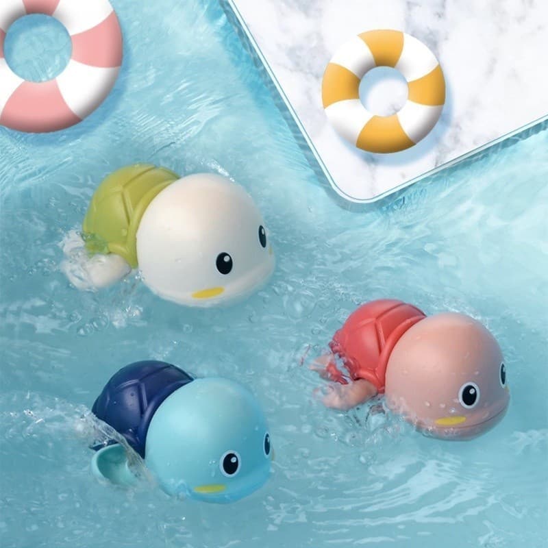 Brinquedo de Banho Tartaruguinha A Corda Que Nada Sozinha Água Banheira E Piscina Bebê