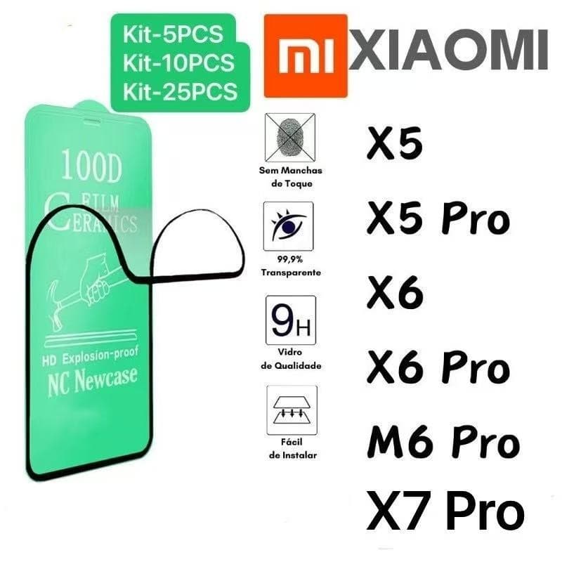 Kit com 5Pcs/10Pcs/25Pcs Película De Cerâmica 3D 9D Para Xiaomi Poco X5/X5Pro/X6/X6Pro/M6 Pro/X7Pro