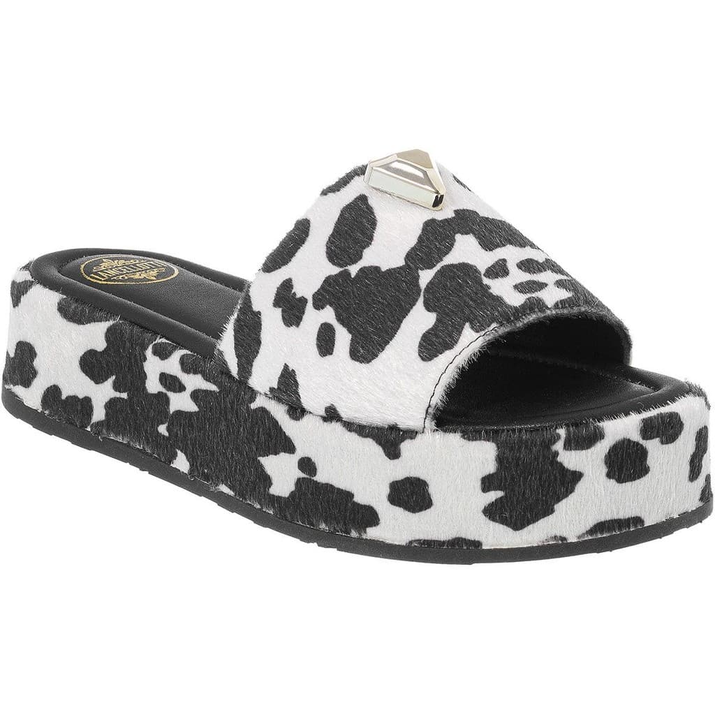 Tamanco Plataforma Feminino Pelo Animal Print com Detalhe Dourado Lancellotti