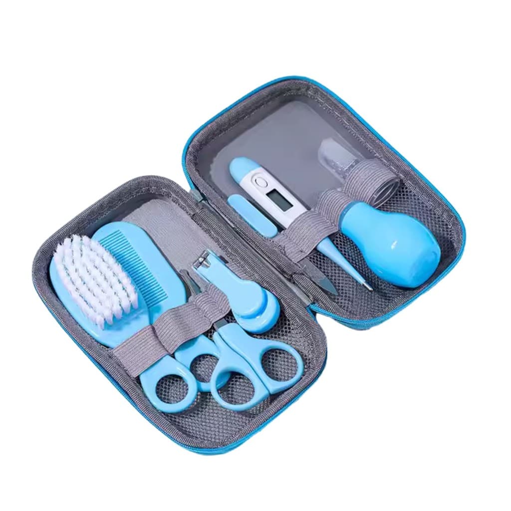 Kit Estojo Cuidado Infantil Azul com 7 Peças e Termometro