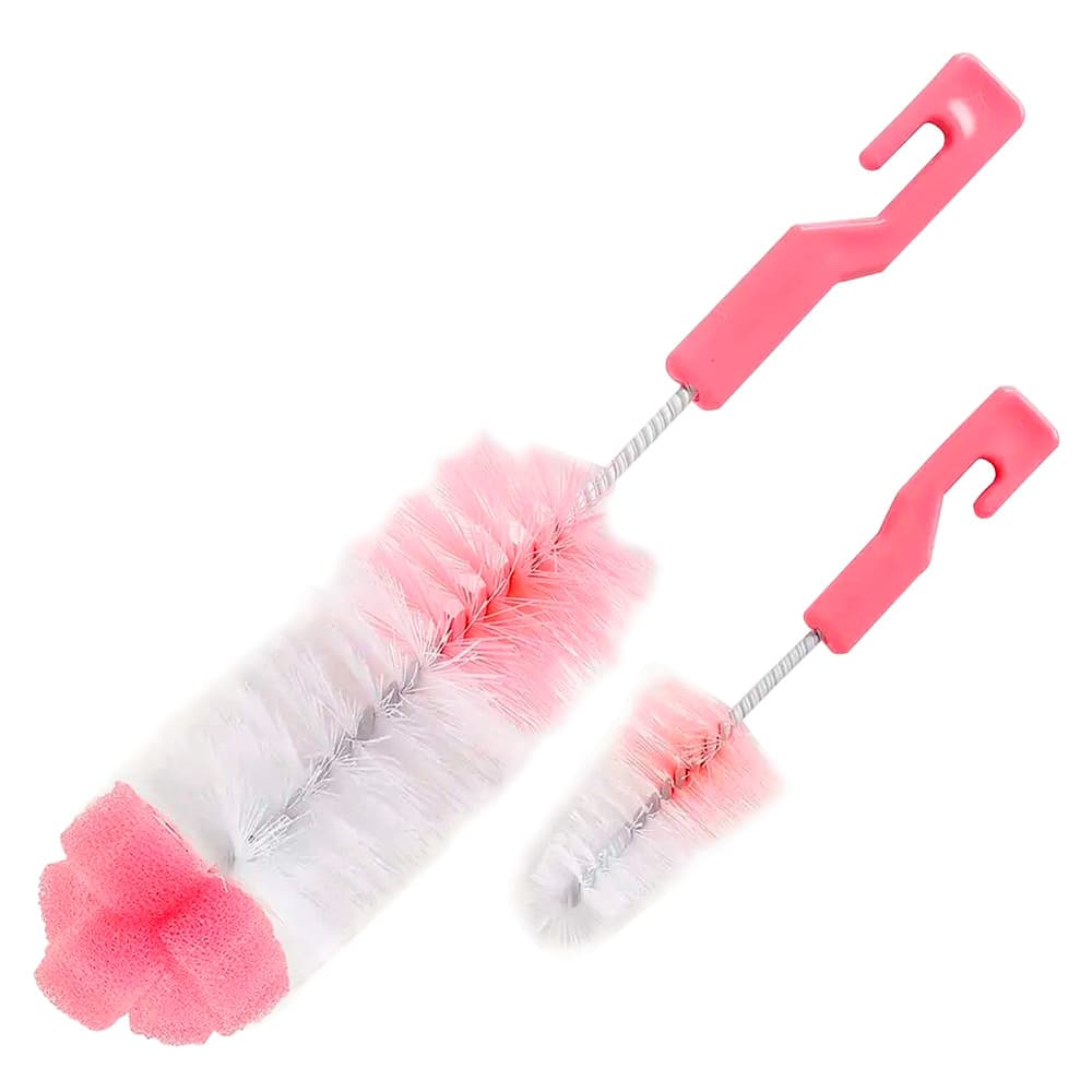 Kit de Escovas para Mamadeira e Bicos Esponja - Rosa