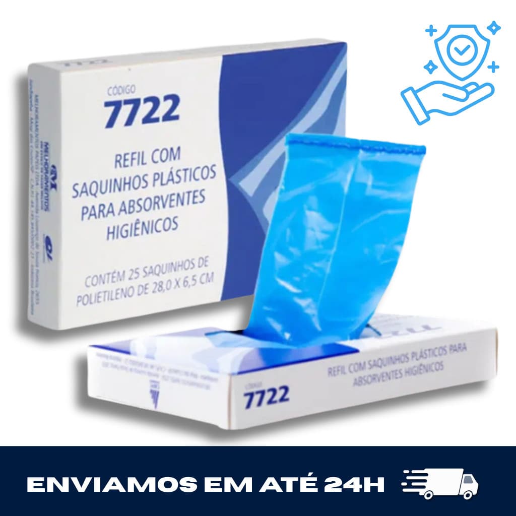 Refil 25 Saquinhos Absorventes Super Resistente Higiene Feminina Banheiro Descarte Prático Odor Bloqueio Eficiente