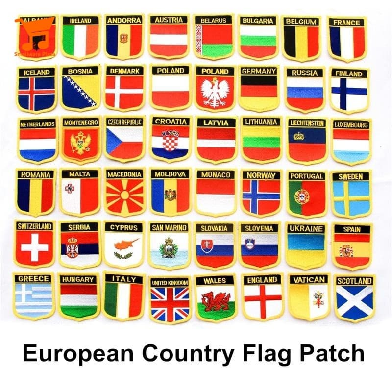 Bandeira Do País Europeu Costurada Em Ferro Remendo Bordado Emblemas Nacionais Apliques