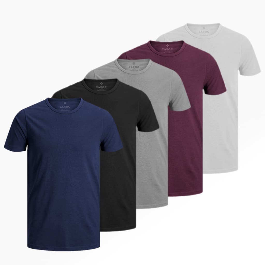 Kit 5 Camiseta Manga Curta em 100% Algodão gola redonda