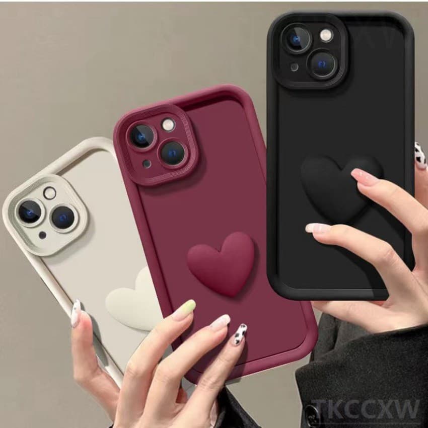 3D Amor Coração Caso De Telefone Para Xiaomi Poco F7 Ultra F7 X7 Pro C71 C75 Pacote Completo Fosco Anti Gota Capa Protet