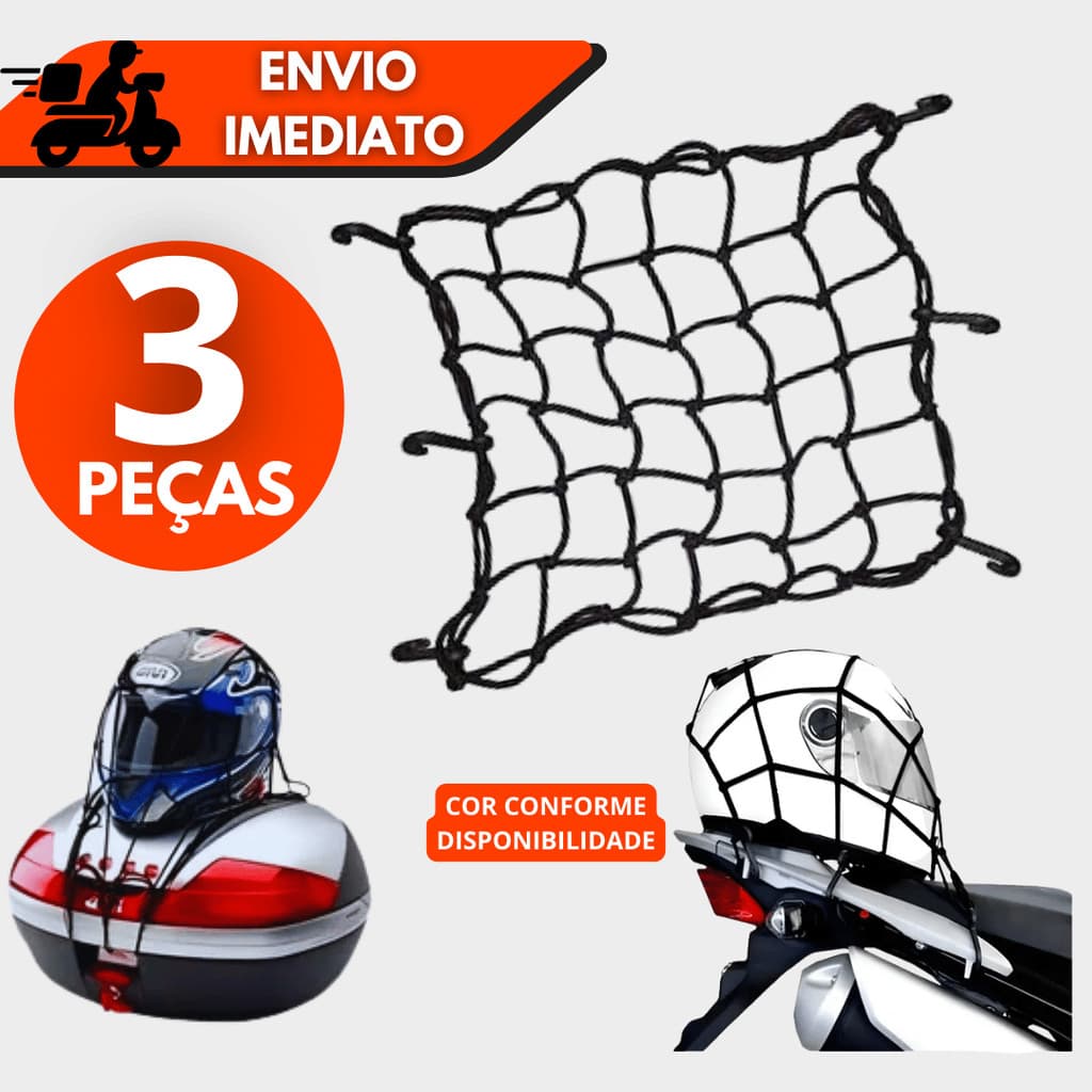 Kit 1/2/3 Redinha Elástica Aranha Moto 30×30 cm Rede Porta Capacete Bagageiro