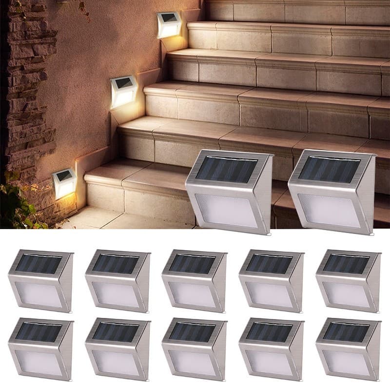 Kit Arandela solar luminária slim inox lâmpada elegante p/ muro parede jardim corredor área externa