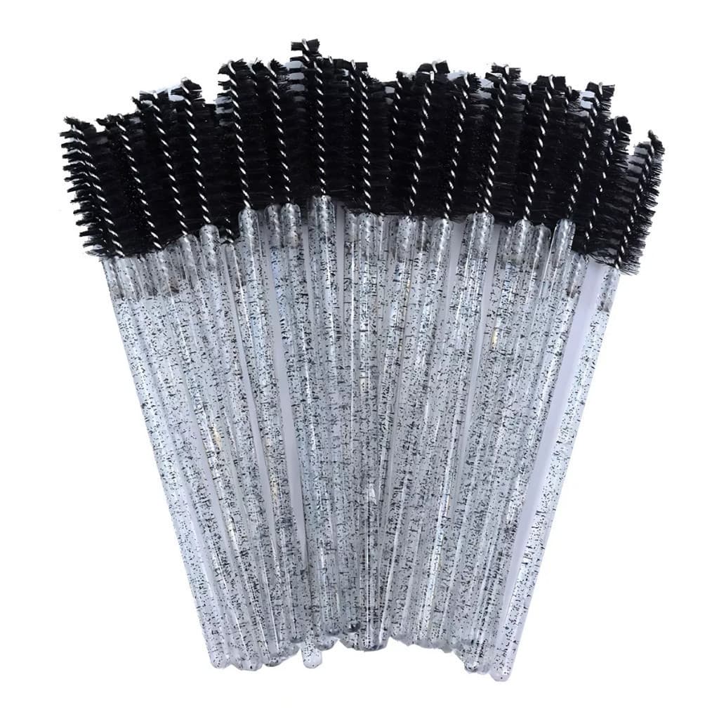 Escovinha Para Cílios Descartável - 100 Unid Cor Preta com glitter