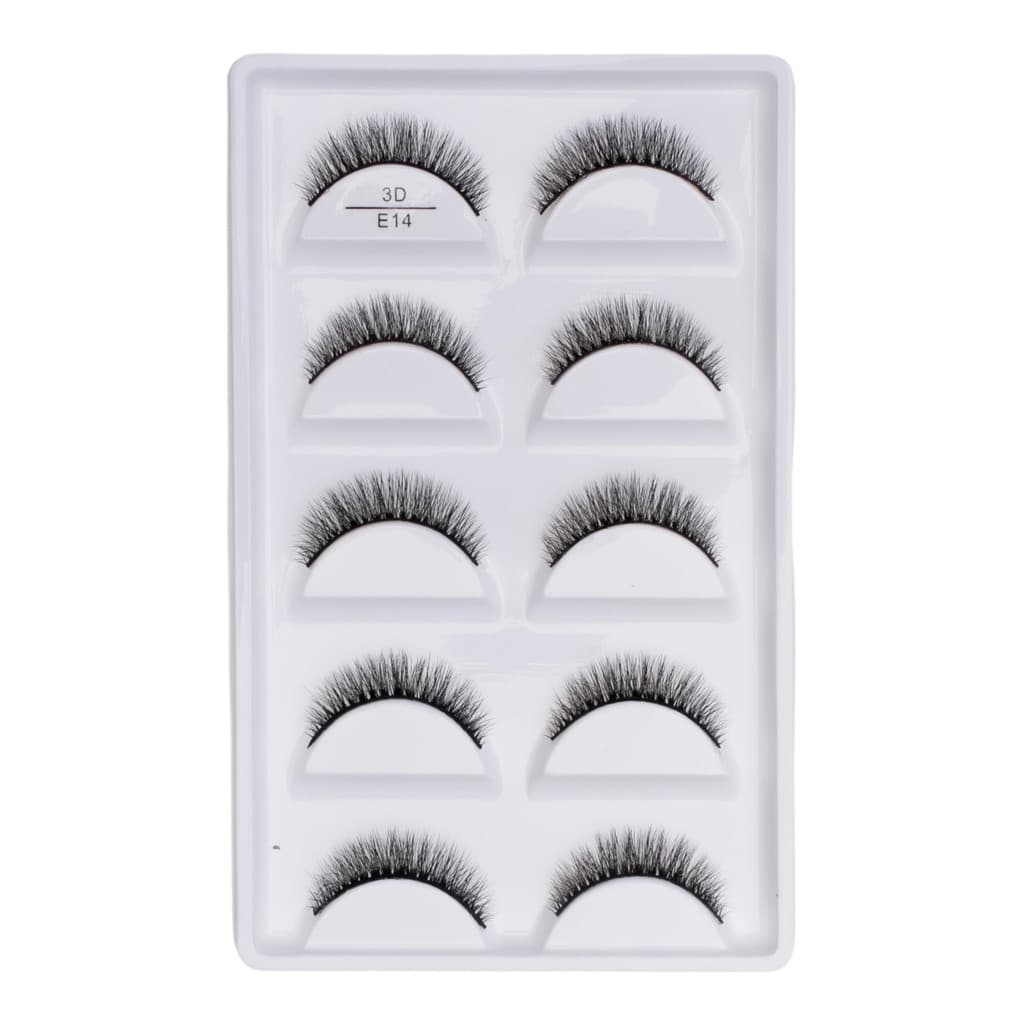 Cartela com 5 pares de cilios postiços naturais modelo - E14