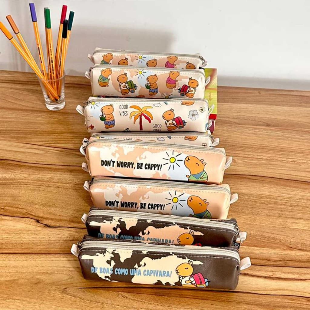 kit 10 Und Estojo Escolar Capivara Tubinho Estojo Pequeno Estojo Fino Estojo Infantil Faculdade