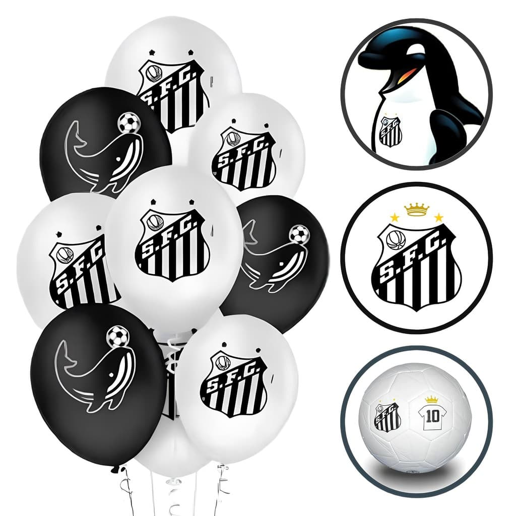 25 BALAO LATEX REDONDO 9 pol. SANTOS FUTEBOL CLUBE Regina