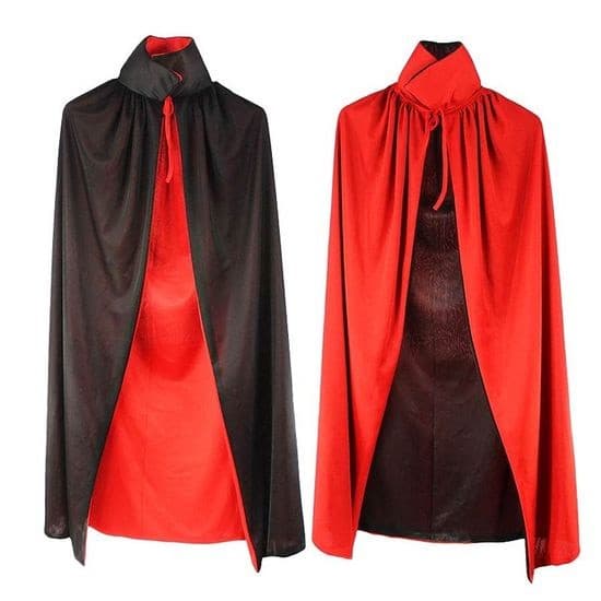 Capa(Infantil  ; Adulta) Bruxa Vampira Dupla Face Com Gola Fantasia Halloween Carnaval