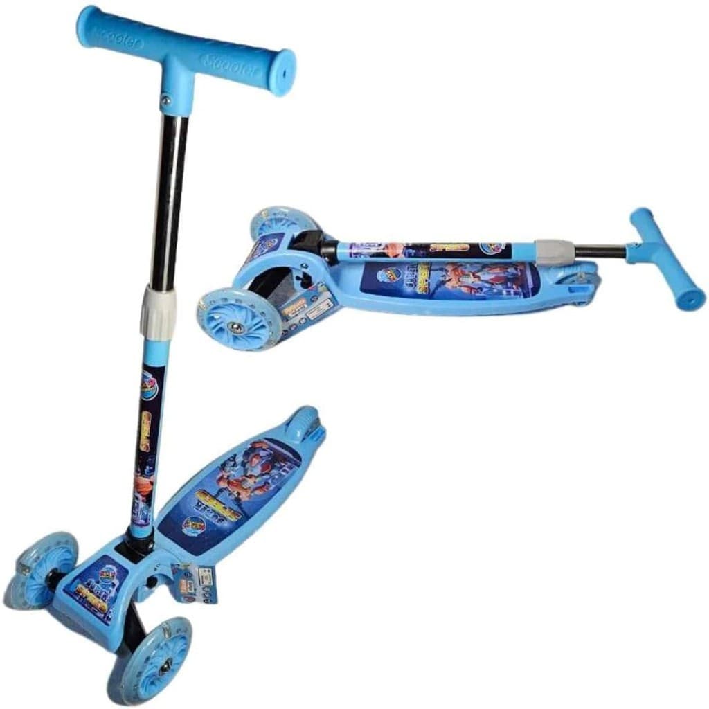 Patinete com 3 Rodinhas em gel com Led Infantil Criança com Guidão Ajustável World Brinquedos 71cm até 25kg