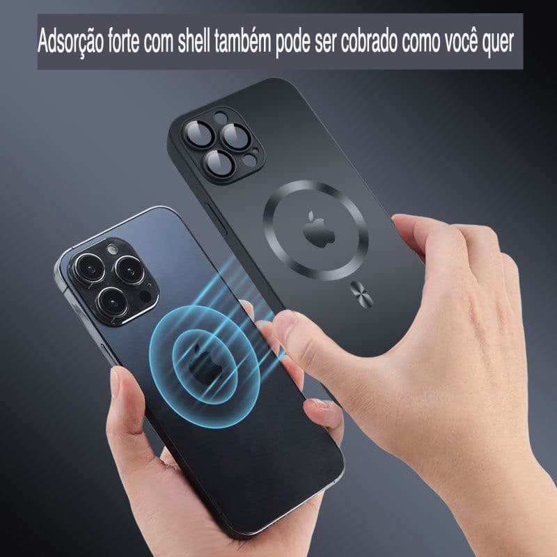Capa magnética nano fosca antiderrapante para celular iPhone, nova lente com tudo incluído, capa 11 12 13 14 15promax