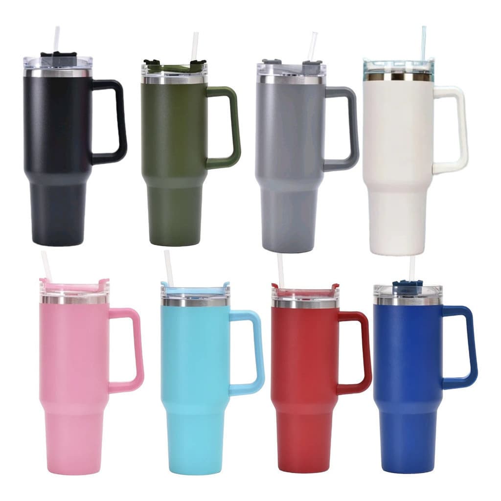 Copo Caneca Térmica Squeeze Inox Com Canudo Alça 1200ml