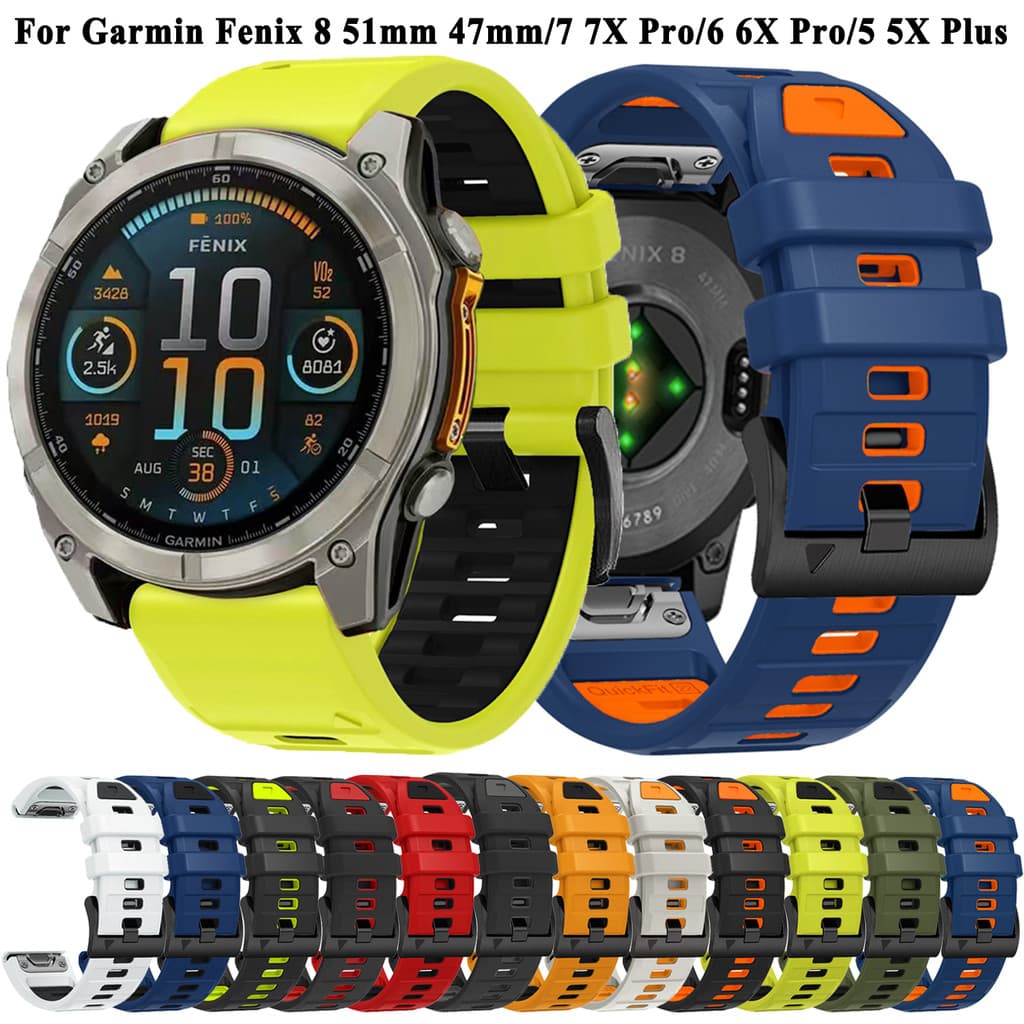 Pulseira de relógio de silicone oficial para Garmin Enduro 3 2 Tactix 7 Quatix 7X MARQ Instinct Fenix 8 51mm 47mm 22mm 26mm Banda Quickfit