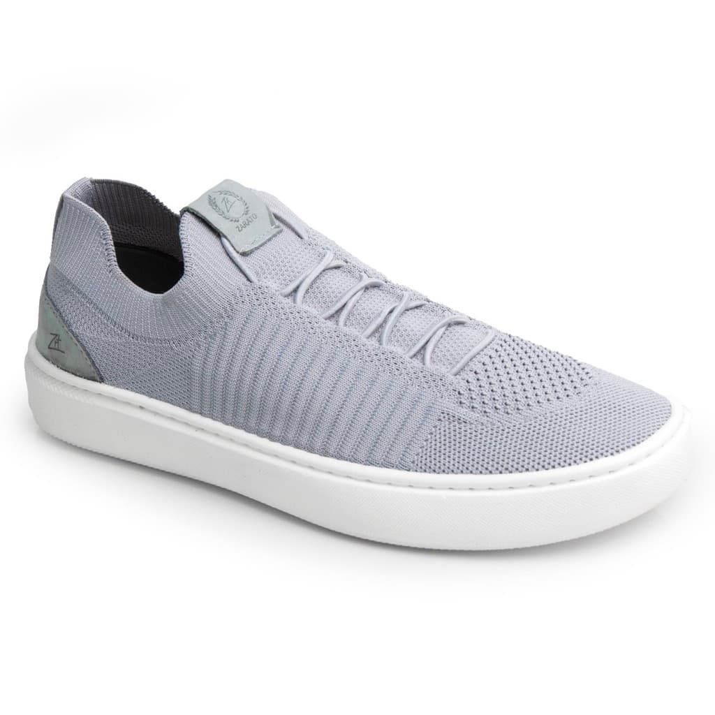 Tênis Masculino Confortável em Knit 017 Cinza 2412