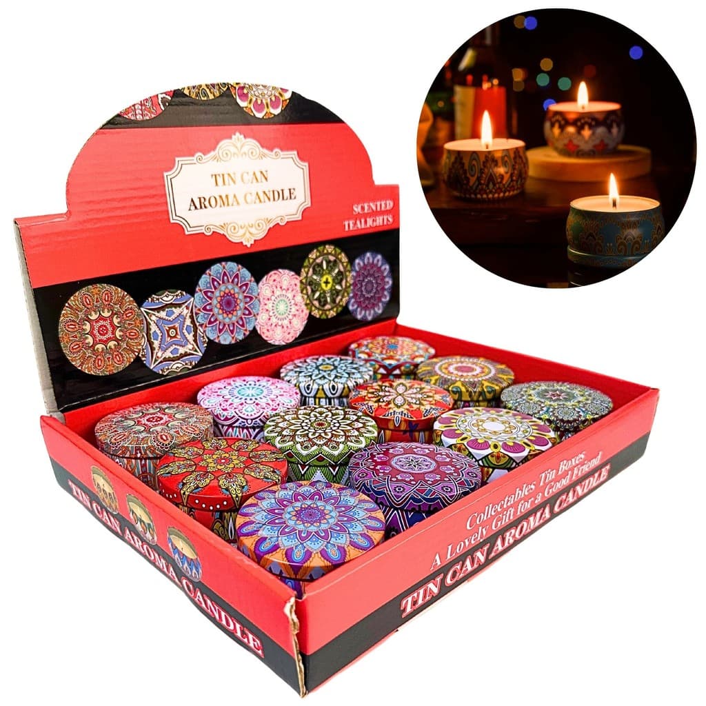 caixa de velas de natal lata metal COM VELAS AROMATICAS vermelho decorativo
