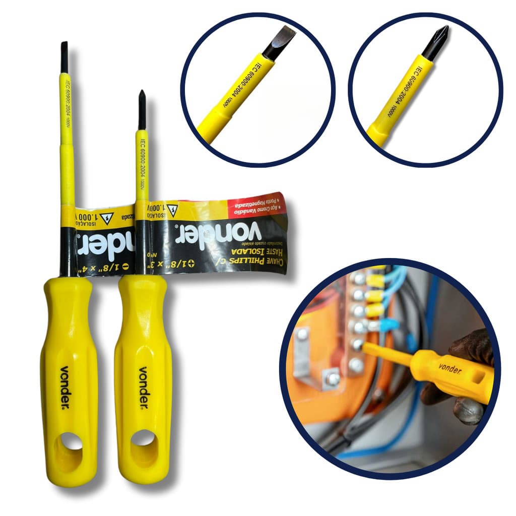 Kit Chave Born Vonder Isolada 1000v Fenda Philips Imantada