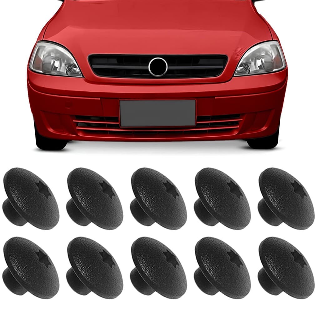 Kit 10 Porca Trava Parachoque Corsa 2002 a 2012 Meriva 2003 a 2013 Vectra 97 a 2005 Preto