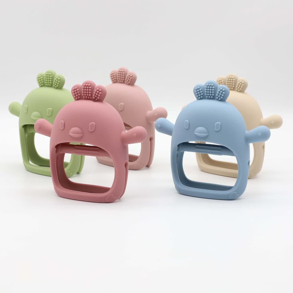Chupeta de silicone para bebês em formato de galinha, atóxica e fácil de segurar e limpar ANJIN