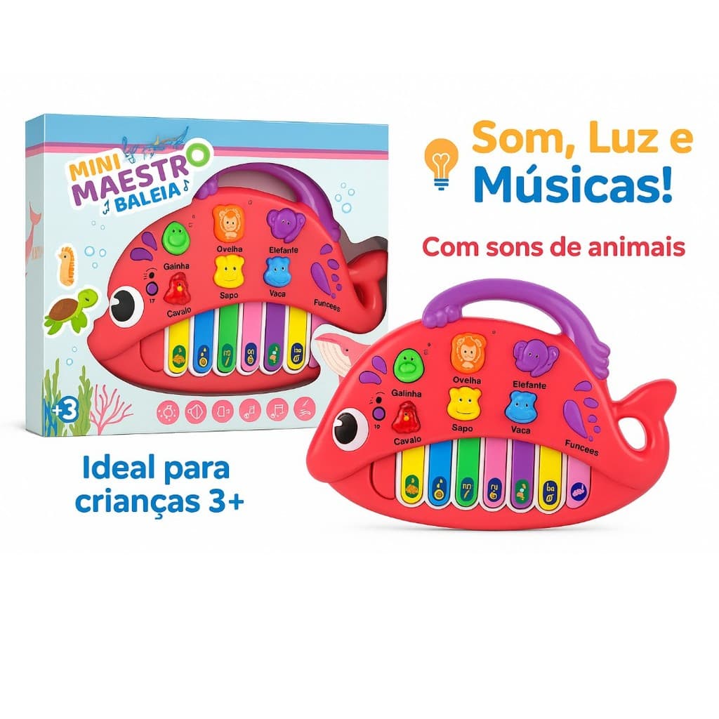 Teclado Musical Infantil Mini Maestro – Baleia Divertida