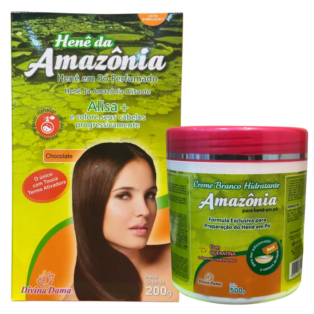 Kit Henê Da Amazônia Em Pó Chocolate + Creme Branco 500g