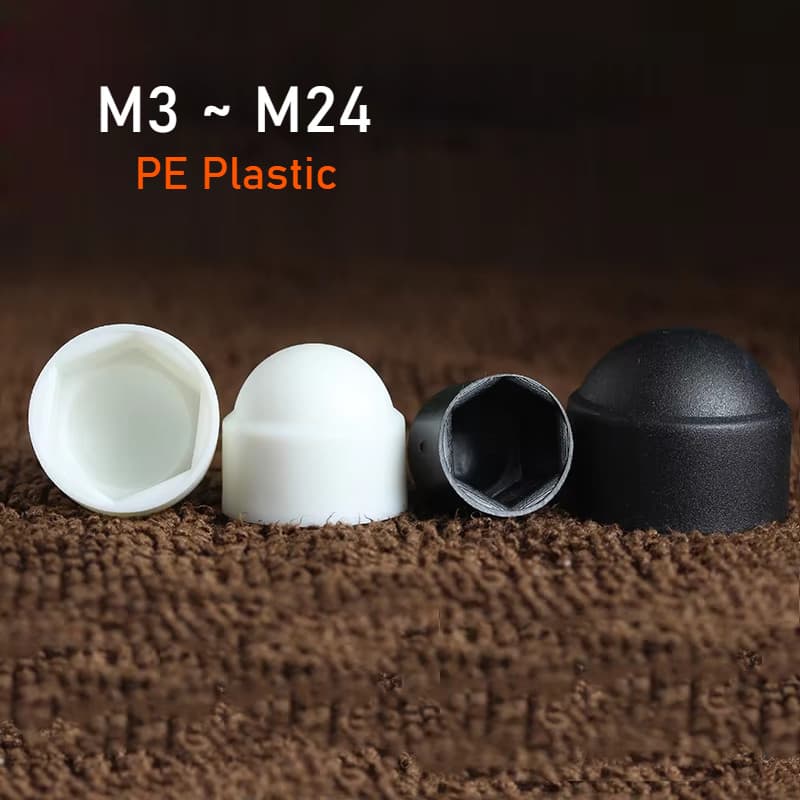 M3 ~ M24 Tampa De Proteção De Cúpula Preta/Branca Tampas De Parafuso De Porca PE De Plástico Hexagonal Exposto