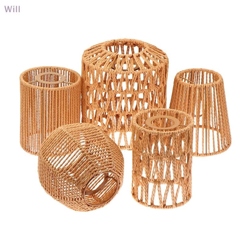 1 Peça Abajur Vintage Artesanal Tecido Para Sala De Estar Quarto Hotel Simulado Rattan Luminária