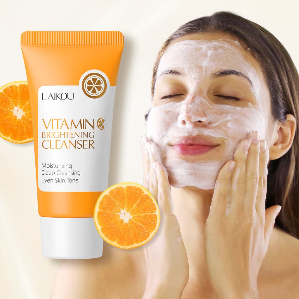 LAIKOU Vitamina C Clareador Lavagem Facial Limpeza Profunda Cravos Espuma Limpador 50g