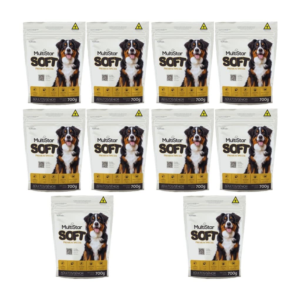 Ração Macia MultiStar Soft Sem Corantes Cães Adultos KITx10
