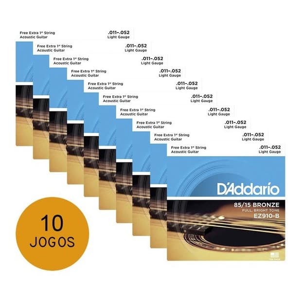 Kit 10 Encordoamentos Violao Aco Daddario Ez910 011