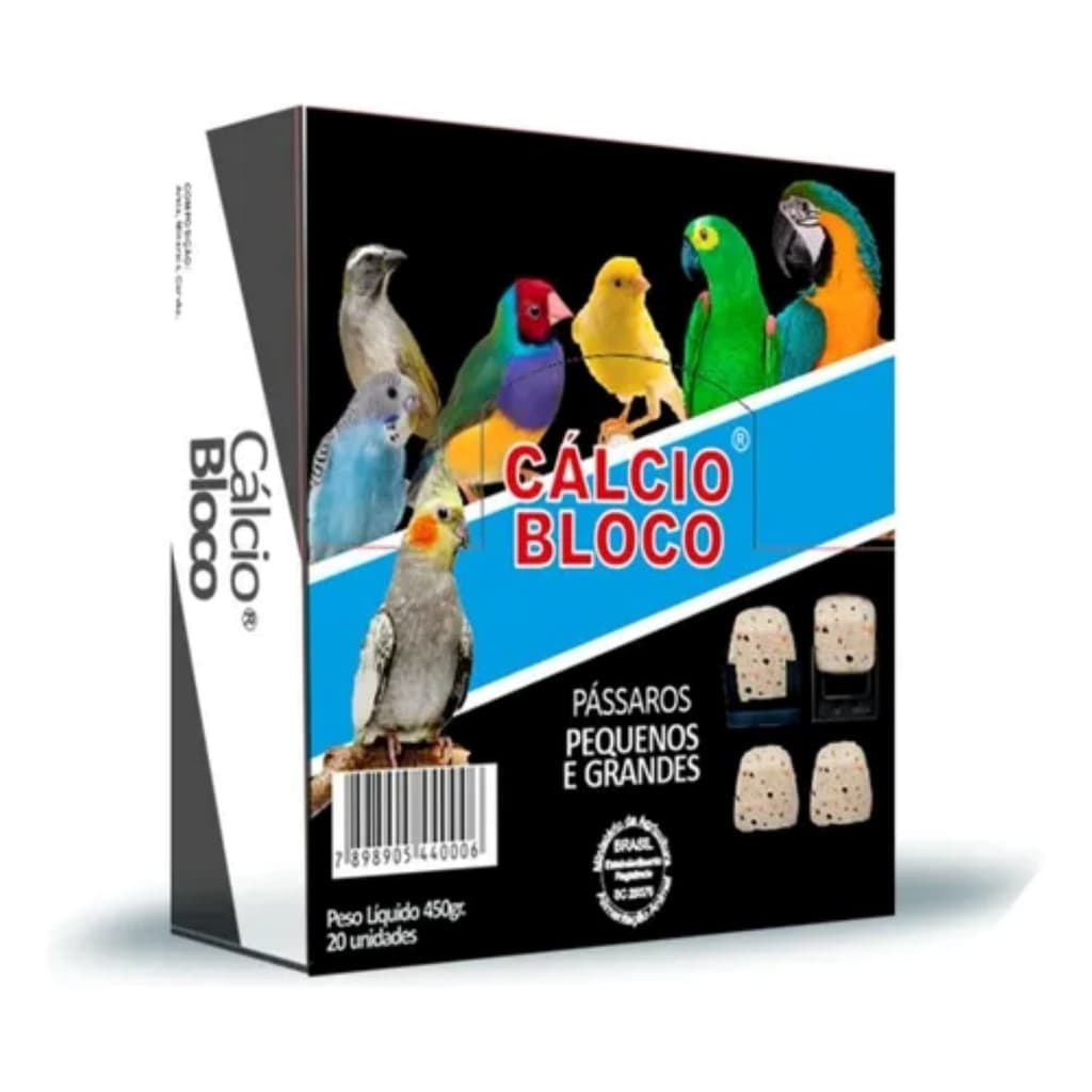 Bloco de Cálcio Natural 20 unidades  ideal para pássaros, promove saúde óssea e digestiva.