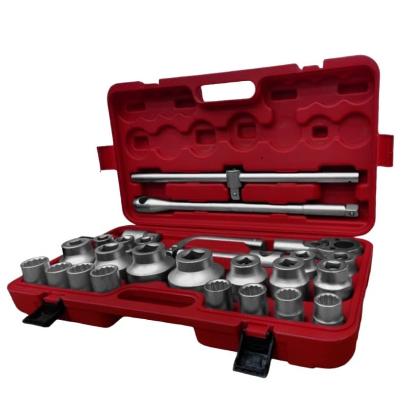 Jogo Soquete 3/4 26 Peças MTX 21-65mm com Caixa Metálica Kit Profissional Aço Cr-V Completo