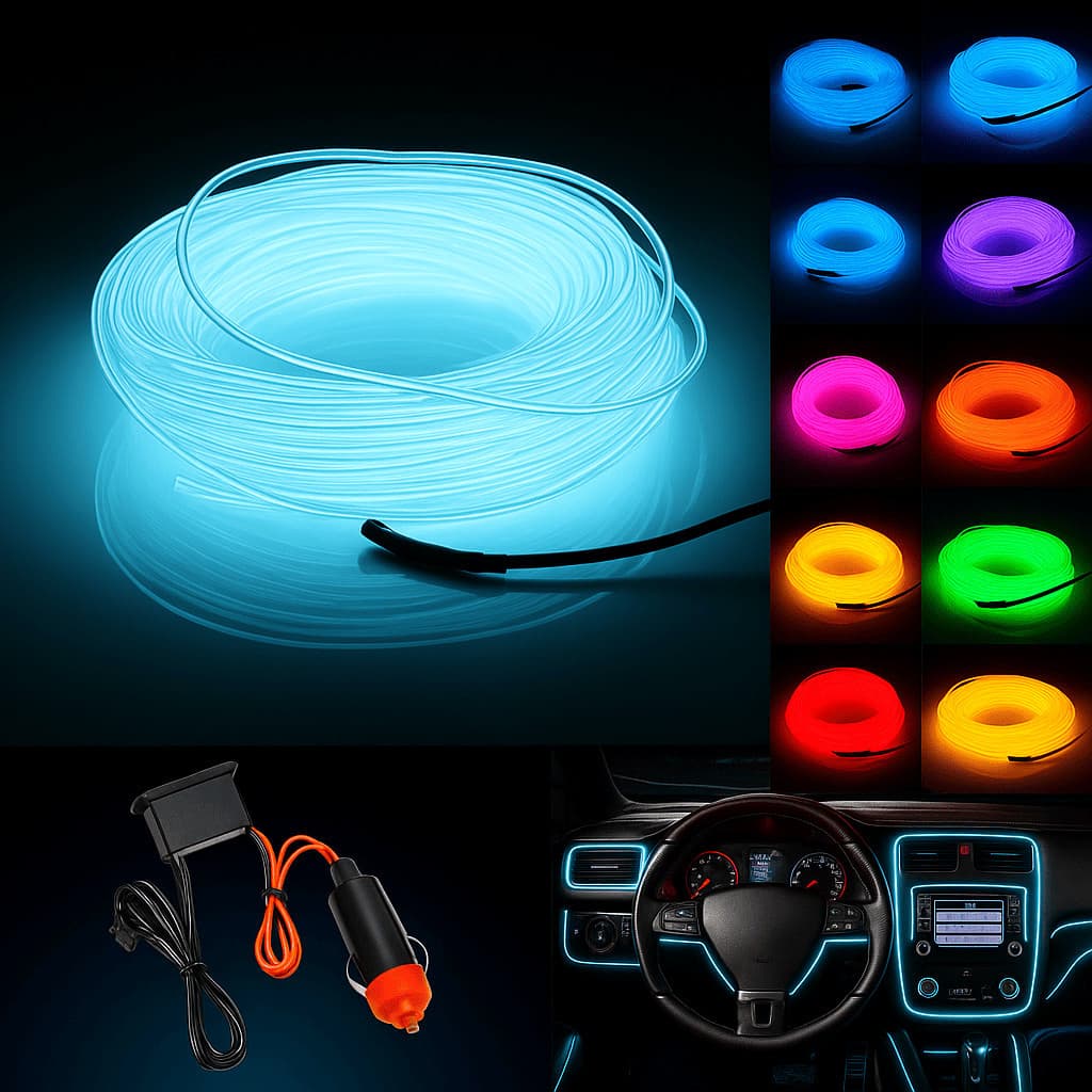 Fita Neon LED Automotiva RGB 12V Iluminação Tuning para Painel e Som de Carro Prova D'água