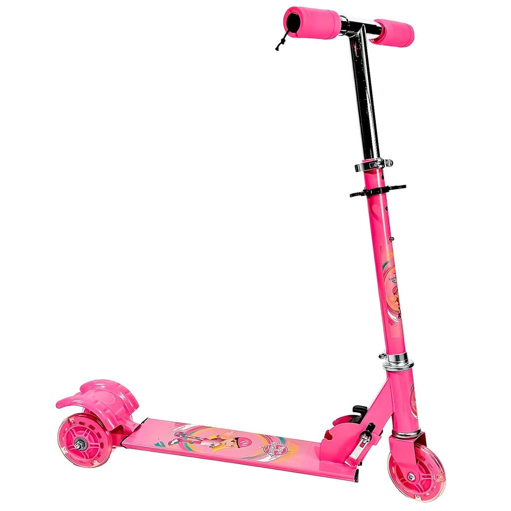 Patinete Infantil Rosa Para Meninos Dobrável Com Freio Traseiro Ajuste De Altura